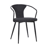 19 Inch Modern Fabric Dining Chair with Curved Back, Black