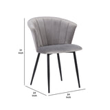 Benzara 20 Inch Contemporary Velvet Dining Chair with Metal Legs, Gray BM236627 Gray Fabric, Metal BM236627
