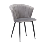 Benzara 20 Inch Contemporary Velvet Dining Chair with Metal Legs, Gray BM236627 Gray Fabric, Metal BM236627
