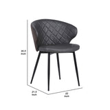 Benzara 19 Inch Faux Leather Back Contemporary Dining Chair, Gray BM236630 Gray Metal, Leatherette, Plywood BM236630