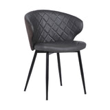 19 Inch Faux Leather Back Contemporary Dining Chair, Gray