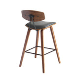 Benzara 28.5 Inches Contoured Seat Leatherette Barstool, Brown BM236651 Brown Solid Wood, Metal and Faux Leather BM236651