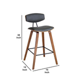 Benzara 28.5 Inches Contoured Seat Leatherette Barstool, Brown BM236651 Brown Solid Wood, Metal and Faux Leather BM236651
