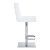 Benzara Leatherette Swivel Barstool with Adjustable Height, White BM236653 White Metal, Faux Leather BM236653