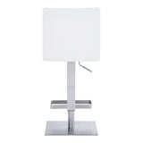 Benzara Leatherette Swivel Barstool with Adjustable Height, White BM236653 White Metal, Faux Leather BM236653