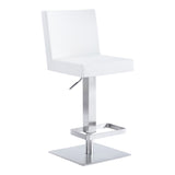 Benzara Leatherette Swivel Barstool with Adjustable Height, White BM236653 White Metal, Faux Leather BM236653