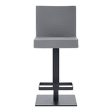 Benzara Leatherette Barstool with Adjustable Height, Gray and Black BM236654 Gray and Black Metal, Faux Leather BM236654