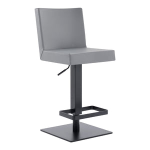 Benzara Leatherette Barstool with Adjustable Height, Gray and Black BM236654 Gray and Black Metal, Faux Leather BM236654