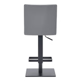 Benzara Leatherette Barstool with Adjustable Height, Gray and Black BM236654 Gray and Black Metal, Faux Leather BM236654