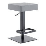 Leatherette Padded Barstool with Adjustable Height, Gray