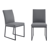 20 Inches Leatherette Metal Dining Chair, Set of 2, Gray and Black