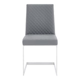 Benzara 20 Inches Diamond Stitched Leatherette Dining Chair, Set of 2, Gray BM236665 Gray Metal, Faux Leather BM236665