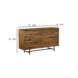 Benzara 57 Inches Rustic 6 Drawer Dresser with Metal Tube Frame, Brown BM236676 Brown Solid Wood and Metal BM236676