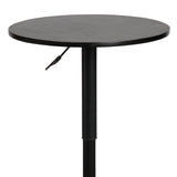 Benzara 24 Inches Round Adjustable Pub Table with Metal Base, Black BM236681 Black Solid Wood, Veneer and Metal BM236681