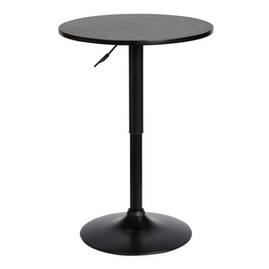 Benzara 24 Inches Round Adjustable Pub Table with Metal Base, Black BM236681 Black Solid Wood, Veneer and Metal BM236681