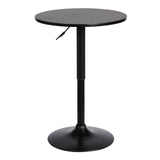 24 Inches Round Adjustable Pub Table with Metal Base, Black