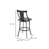 Benzara 26 Inches Leatherette Counter Stool with Fiddle Back, Gray BM236682 Gray Metal, Solid Wood and Faux Leather BM236682