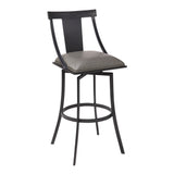 26 Inches Leatherette Counter Stool with Fiddle Back, Gray