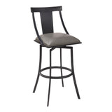 30 Inches Leatherette Barstool with Fiddle Back, Gray