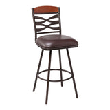 30 Inches Leatherette Barstool with Ornate Cut Outs, Brown