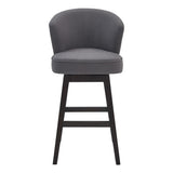 Benzara 26 Inches Padded Swivel Counter Stool with Curved Backrest, Gray BM236696 Gray Solid Wood, Metal and Fabric BM236696