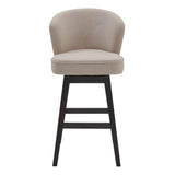 Benzara 30 Inches Padded Swivel Barstool with Curved Backrest, Beige BM236699 Beige Solid Wood, Metal and Fabric BM236699