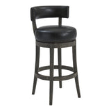 31 Inches Nailhead Trim Leatherette Swivel Barstool, Gray