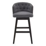 Benzara 26 Inches Button Tufted Fabric Padded Swivel Counter Stool, Gray BM236704 Gray Solid Wood, Metal and Fabric BM236704