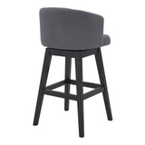 Benzara 26 Inches Button Tufted Fabric Padded Swivel Counter Stool, Gray BM236704 Gray Solid Wood, Metal and Fabric BM236704