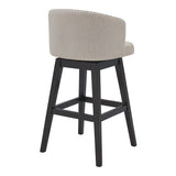 Benzara 30 Inches Button Tufted Fabric Padded Swivel Barstool, Beige BM236707 Beige Solid Wood, Metal and Fabric BM236707