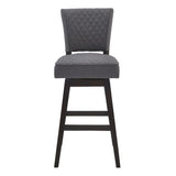 Benzara 27 Inches Diamond Tufted Fabric Padded Swivel Counter Stool, Gray BM236708 Gray Solid Wood, Metal and Fabric BM236708