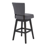 Benzara 27 Inches Diamond Tufted Fabric Padded Swivel Counter Stool, Gray BM236708 Gray Solid Wood, Metal and Fabric BM236708