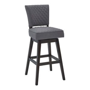 Benzara 27 Inches Diamond Tufted Fabric Padded Swivel Counter Stool, Gray BM236708 Gray Solid Wood, Metal and Fabric BM236708