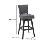 Benzara 31 Inches Diamond Tufted Fabric Padded Swivel Barstool, Gray BM236709 Gray Solid Wood, Metal and Fabric BM236709