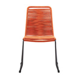 Benzara 18.5 Inches Fishbone Weaved Metal Dining Chair, Set of 2, Orange BM236720 Orange Metal and Polypropylene Rope BM236720