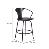 Benzara 36.5" Industrial Metal Frame Barstool with Wooden Seat, Black BM236737 Black Solid Wood and Metal BM236737