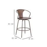 Benzara 36.5" Industrial Metal Frame Barstool with Wooden Seat, Brown BM236738 Brown Solid Wood and Metal BM236738