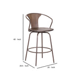 Benzara 40" Industrial Metal Frame Barstool with Wooden Seat, Brown BM236740 Brown Solid Wood and Metal BM236740