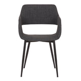 Benzara Fabric Upholstered Accent Chair with Wide Open Lower Back Design, Gray BM236742 Gray Solid Wood, Fabric and Metal BM236742