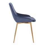 Benzara Countered Fabric Upholstered Dining Chair with Sleek Metal Legs, Blue BM236744 Blue Solid Wood, Fabric and Metal BM236744