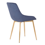 Benzara Countered Fabric Upholstered Dining Chair with Sleek Metal Legs, Blue BM236744 Blue Solid Wood, Fabric and Metal BM236744