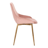 Benzara Countered Fabric Upholstered Dining Chair with Sleek Metal Legs, Pink BM236745 Pink Solid Wood, Fabric and Metal BM236745