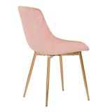 Benzara Countered Fabric Upholstered Dining Chair with Sleek Metal Legs, Pink BM236745 Pink Solid Wood, Fabric and Metal BM236745