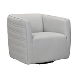 26 Inch Leatherette Barrel Chair with Swivel Mechanism, White