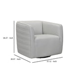 Benzara 26 Inch Leatherette Barrel Chair with Swivel Mechanism, White BM236752 White Solid Wood, Metal and Leatherette BM236752