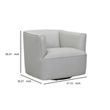 Benzara 26.3 Inch Leatherette Barrel Chair with Swivel Mechanism, White BM236758 White Solid Wood, Metal and Leatherette BM236758