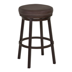 Benzara 26 Inch Metal Swivel Barstool with Leatherette Seat, Brown BM236769 Brown Metal and Leatherette BM236769