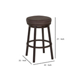 Benzara 26 Inch Metal Swivel Barstool with Leatherette Seat, Brown BM236769 Brown Metal and Leatherette BM236769