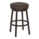 26 Inch Metal Swivel Barstool with Leatherette Seat, Brown