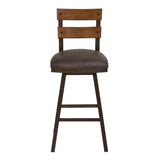 Benzara 26 Inch Counter Height Stool with Leatherette Seat, Brown BM236770 Brown Metal and Leatherette BM236770